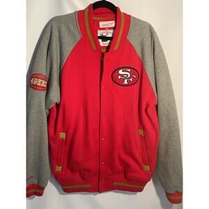 Men's Mitchell & Ness San Francisco 49ers Washed Fleece Varsity Jacket 2XL 2012